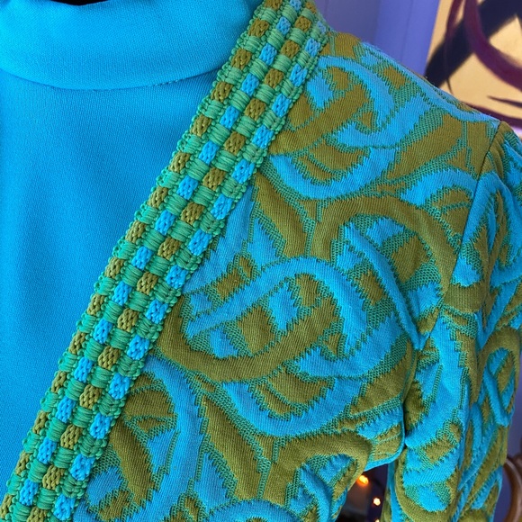 Vintage 1960s Belfry By Gerald Pierce mock-Neck Textured Mod Dress Set - Picture 3 of 11